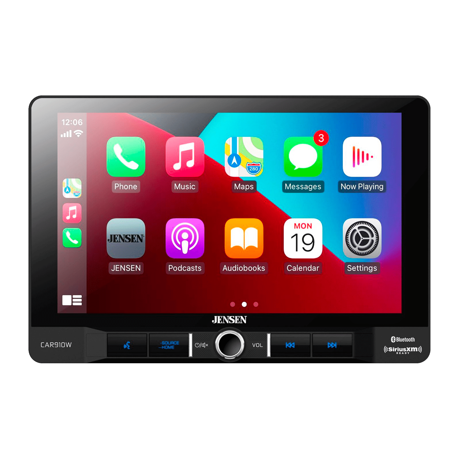 Jensen CAR910X 9 inch Mechless Multimedia Receiver with Apple CarPlay l Android Auto l SiriusXM-Ready l Built-in Bluetooth l 240 Watts MOSFET Power (60W x 4)